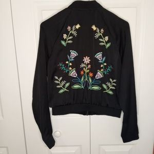 F21 Embroidered Satin Jacket